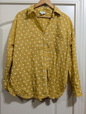 J. Jill Mustard Yellow Polka Dot Top